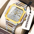 Men's Watch Luxury Poedagar 672 Square Case Stainless Steel Bracelet Quartz Watches Reloj Date Luminous Waterproof Watch for Men