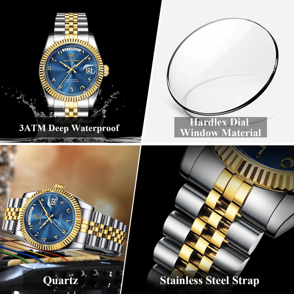 Poedagar 845 Men's Luxury Business Dress Watch Stainless Steel Waterproof Quartz Wristwatch Arabic Numeral Dial Factory Direct