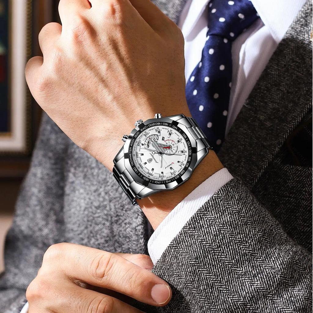 Poedagar Top Brand Fashion Sport Watches for Men Luxury Stainless Steel Men Watch Waterproof Date Quartz Watches