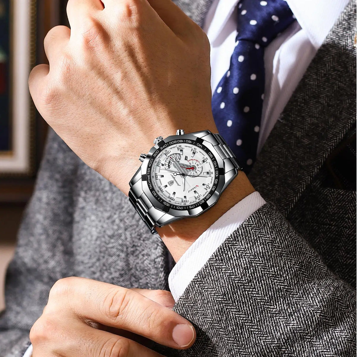 Poedagar Top Brand Fashion Sport Watches for Men Luxury Stainless Steel Men Watch Waterproof Date Quartz Watches