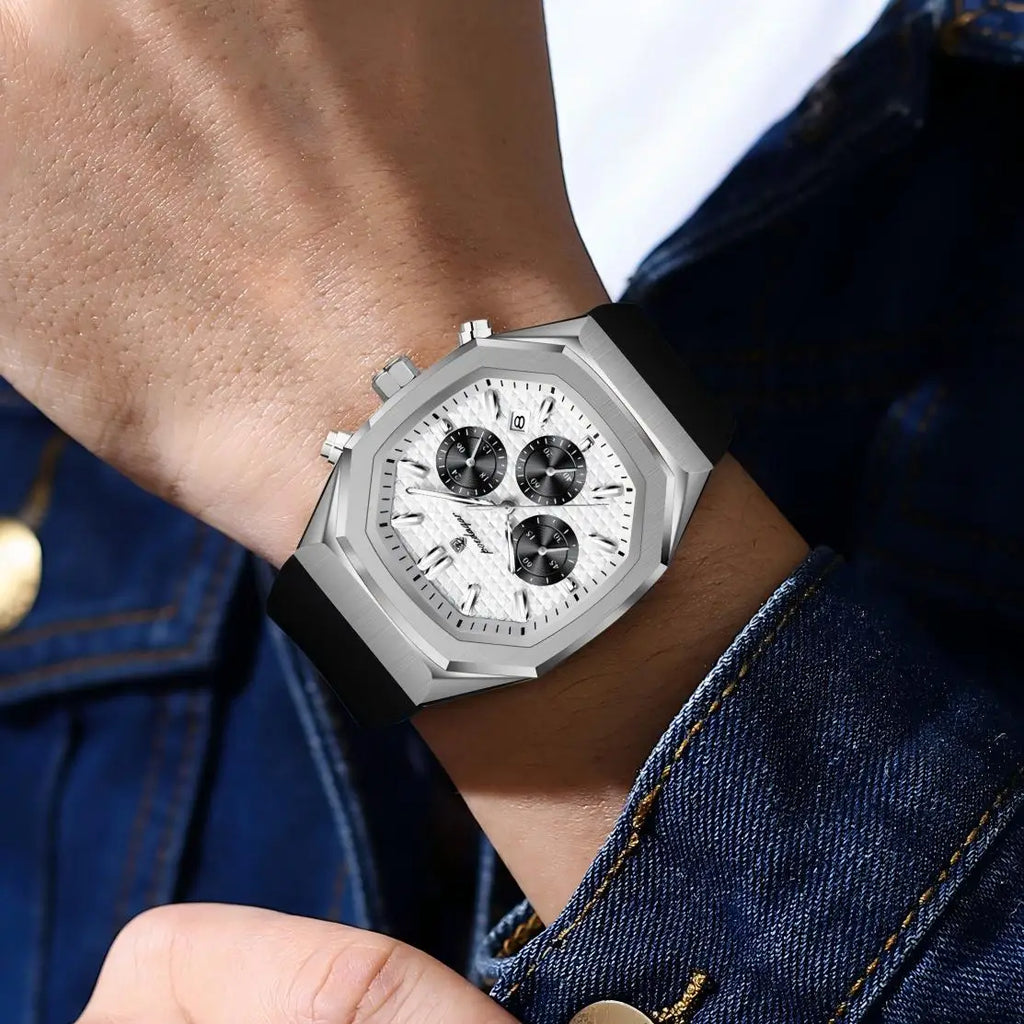 Poedagar 893 New Men's Watches Silicone Strap Wristwatch Waterproof Luminous Chronograph Luxury Sports Quartz Watch for Men
