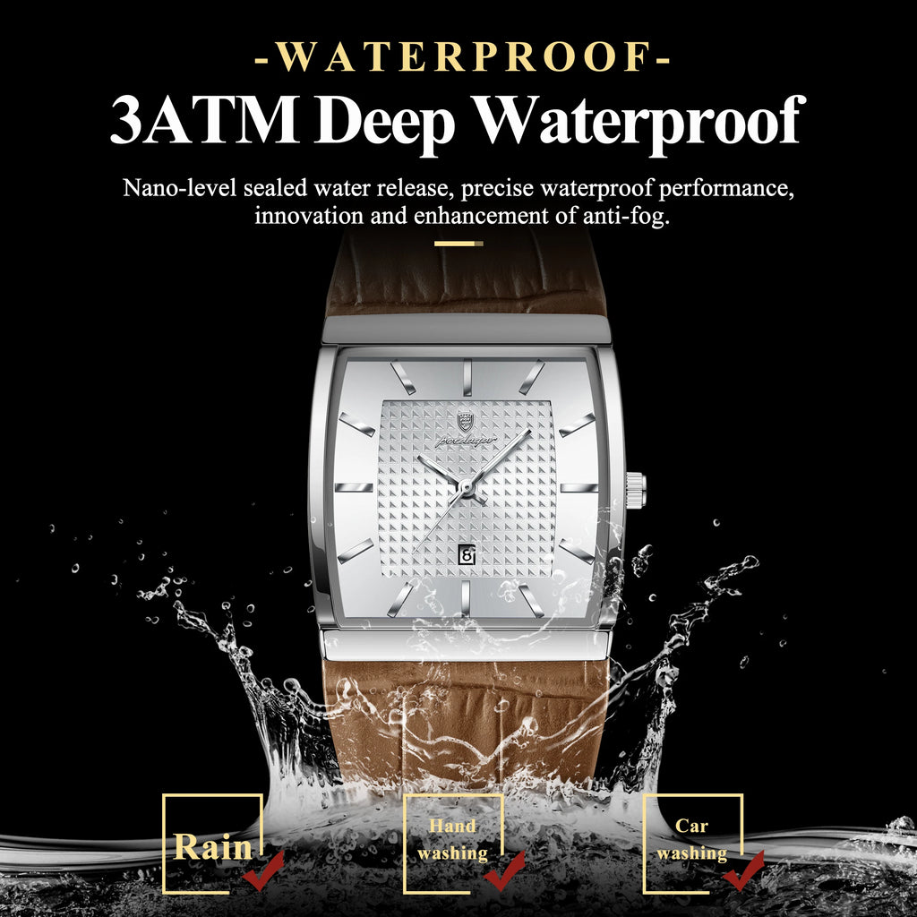 Poedagar 885 Luxury Mens Watch Elegant Leather Strap Square Business Quartz Wristwatch Waterproof Factory Direct Ready to Ship