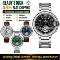 Poedagar 1413 Luxury Automatic Mechanical Watch Waterproof Luminous Wristwatch Stainless Steel Hollow Tourbillon Watch for Men