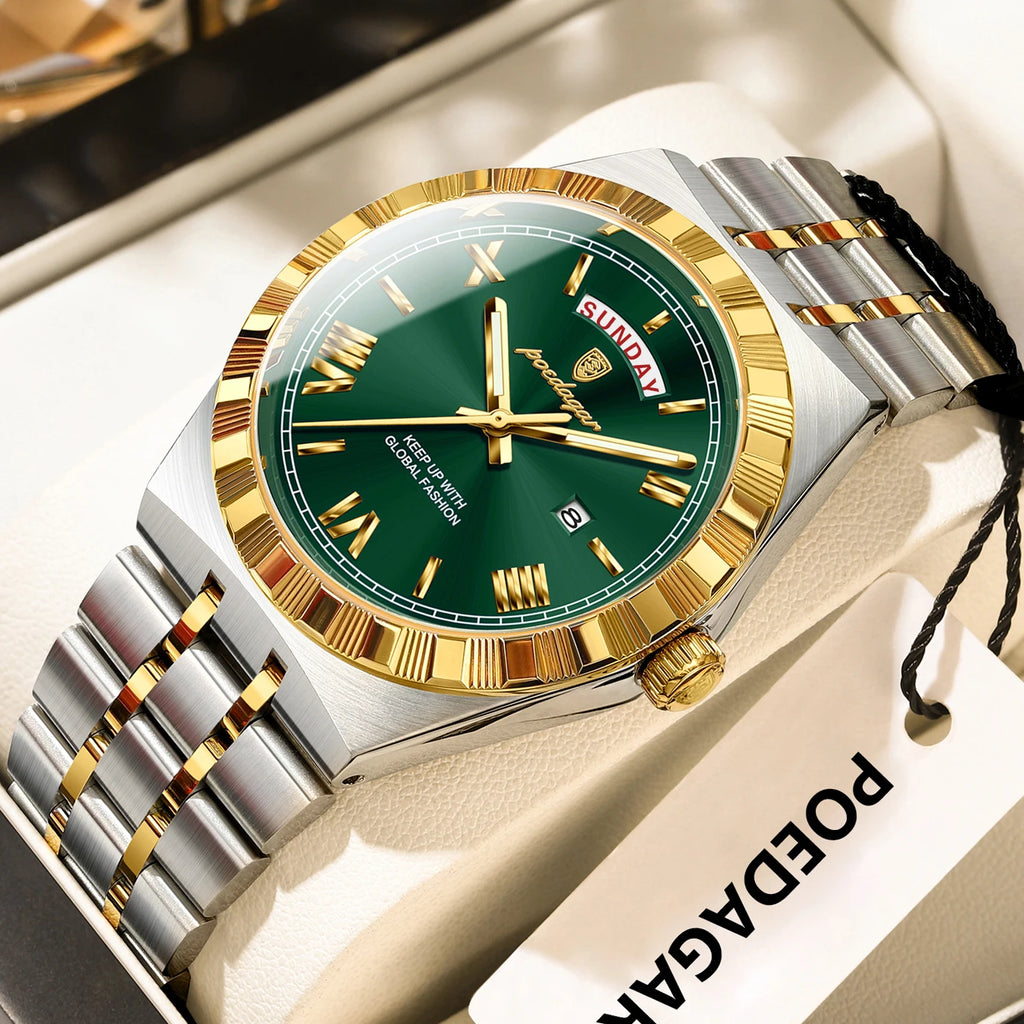 Poedagar 675 Luxury Mens Watch Classic Vintage Orologio Date Quartz Watches Waterproof Luminous Stainless Steel Watch for Men