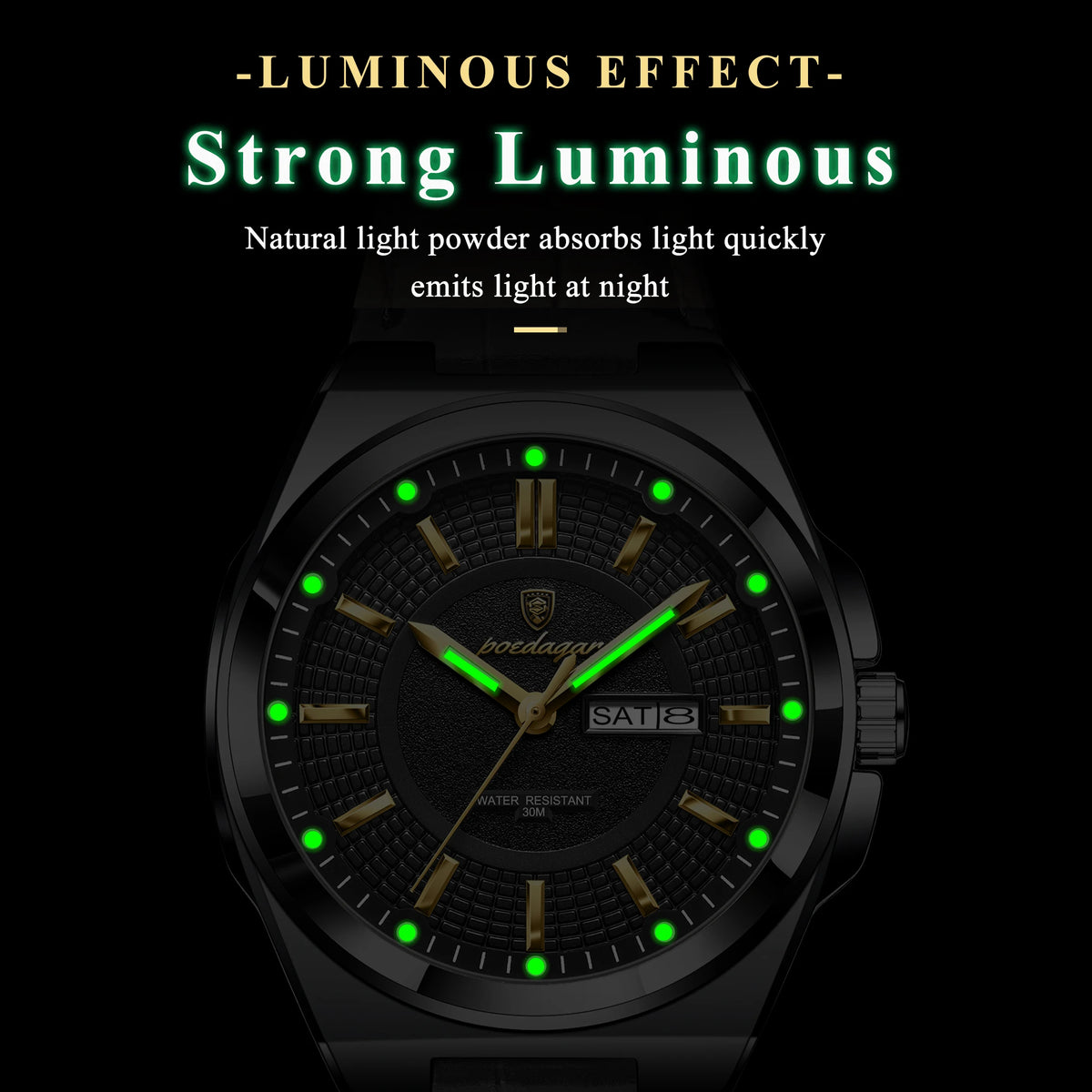 Poedagar 896 Men's Luxury Quartz Watch Sport Fashion Leather Montre Wristwatch Waterproof Luminous Calendar Week Reloj Hombre