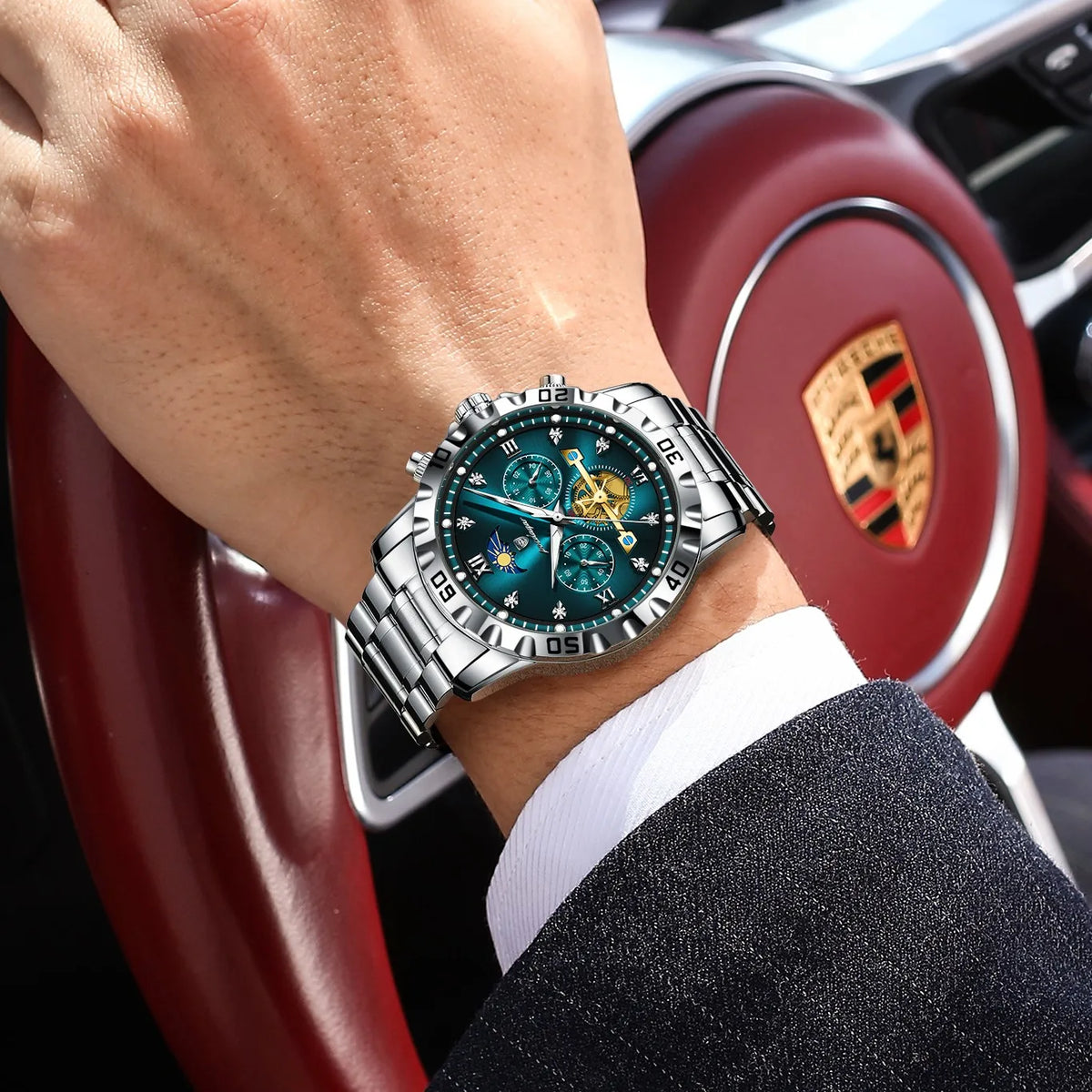Poedagar 634 Men's Watch Luxury Stainless Steel Quartz Watches Business Montre Homme 3ATM Waterproof Luminous Wristwatch for Men