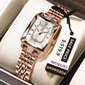 Poedagar 785 Elegant Women Watches Waterproof Date Ladies Watch Stainless Steel Rectangle Business Quartz Watch for Women