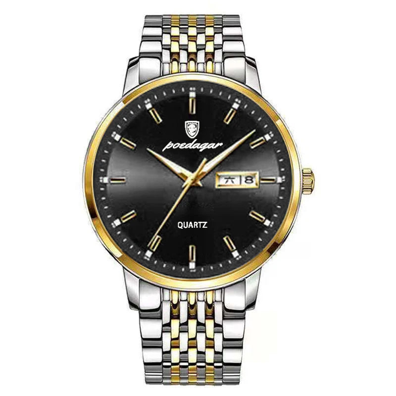 Poedagar Luxury Business Quartz Watches Stainless Steel Relojes Hombre Calendar Waterproof Watch for Men