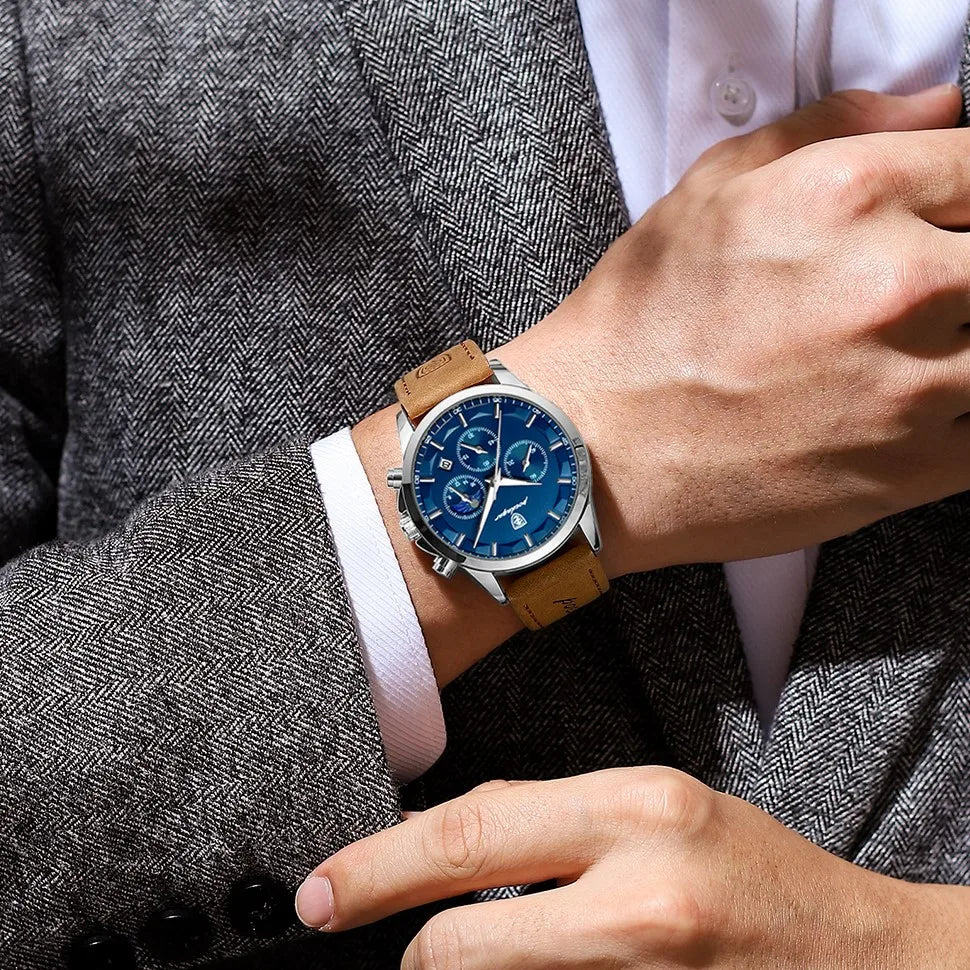 Poedagar 928 Luxury Men Wrist Watch Chronograph Sports Leather Quartz Reloj Hombre Waterproof Luminous Calendar Watches for Men