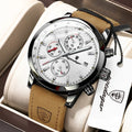 Poedagar 932 Men's Watch Luxury Leather Strap Chronograph Waterproof Quartz Watches Luminous Wristwatch for Men Reloj Wholesale