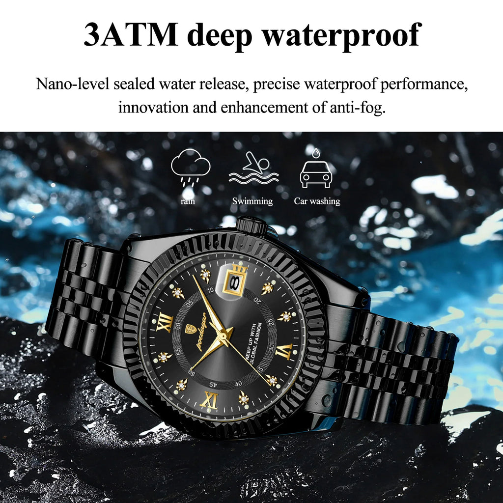 Poedagar 910 Luxury Mens Watch Casual Waterproof Luminous Date Montre Homme Stainless Steel Business Quartz Watch for Men