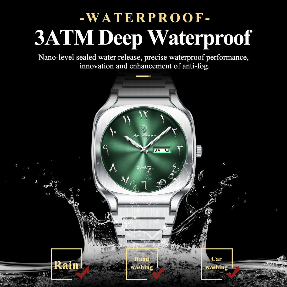 Poedagar 616 Men's Watch Luxury Classic Arabic Dial Quartz Wristwatch Montre Waterproof Stainless Steel Business Watch for Men
