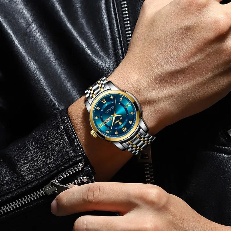 Poedagar Wholesale High Quality Relojes Hombre Stainless Steel Men's Wrist Watch Waterproof Luminous Quartz Watches