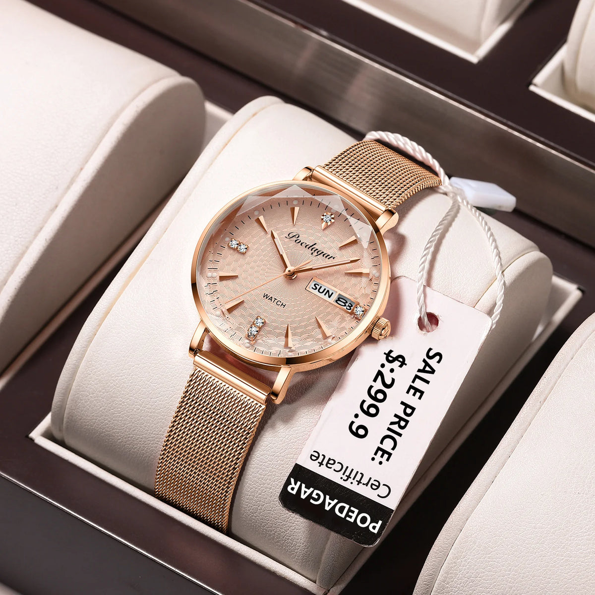 Poedaga Cheap Wholesale Ladies Watch Luxury Wrist Diamond Women Quartz Watches Waterproof Calendar Reloj for Girls