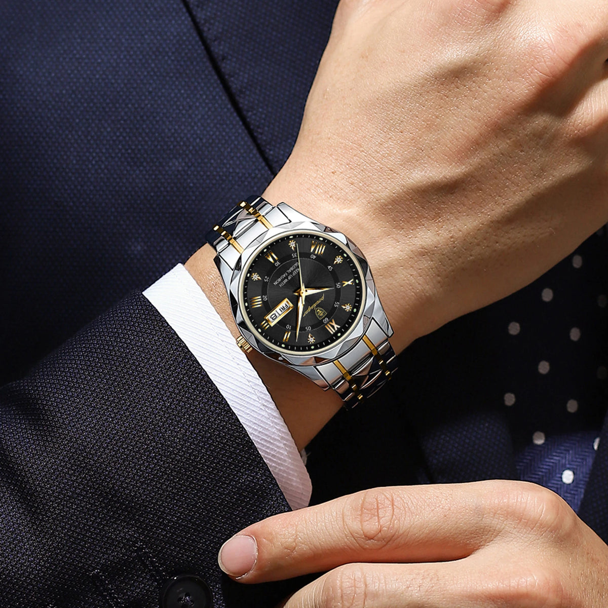 POEDAGAR 615 Men Quartz Watches Hot Sell Luxury Casual Set Stainless Steel Waterproof Luminous Date Display Alloy Wristwatch