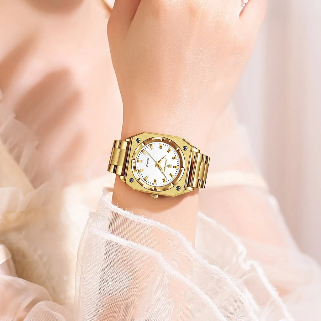Poedagar 788 Luxury Women's Watch Waterproof Luminous Wristwatch Reloj Gold Stainless Steel Bracelet Quartz Watch for Women