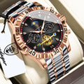 Men's Watch Quartz Poedagar 634 Chronograph Stainless Steel Watch Waterproof Luminous Relogio Wrist Watch for Office Daily Wear