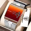 Poedagar 857 Luxury Men Watch Leather Strap Red Mirror Dial Quartz Wristwatch Waterproof Daily Wear Watch for Men Factory Direct