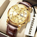 Poedagar 936 Watch for Men Luxury Leather Strap Men's Quartz Watches Waterproof Luminous Classic Vintage Reloj Watches for Men