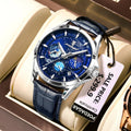 Poedarar New Luxury Fashion Starry Sky Dial Men Quartz Watches Waterproof Luminous Leather Watch for Men
