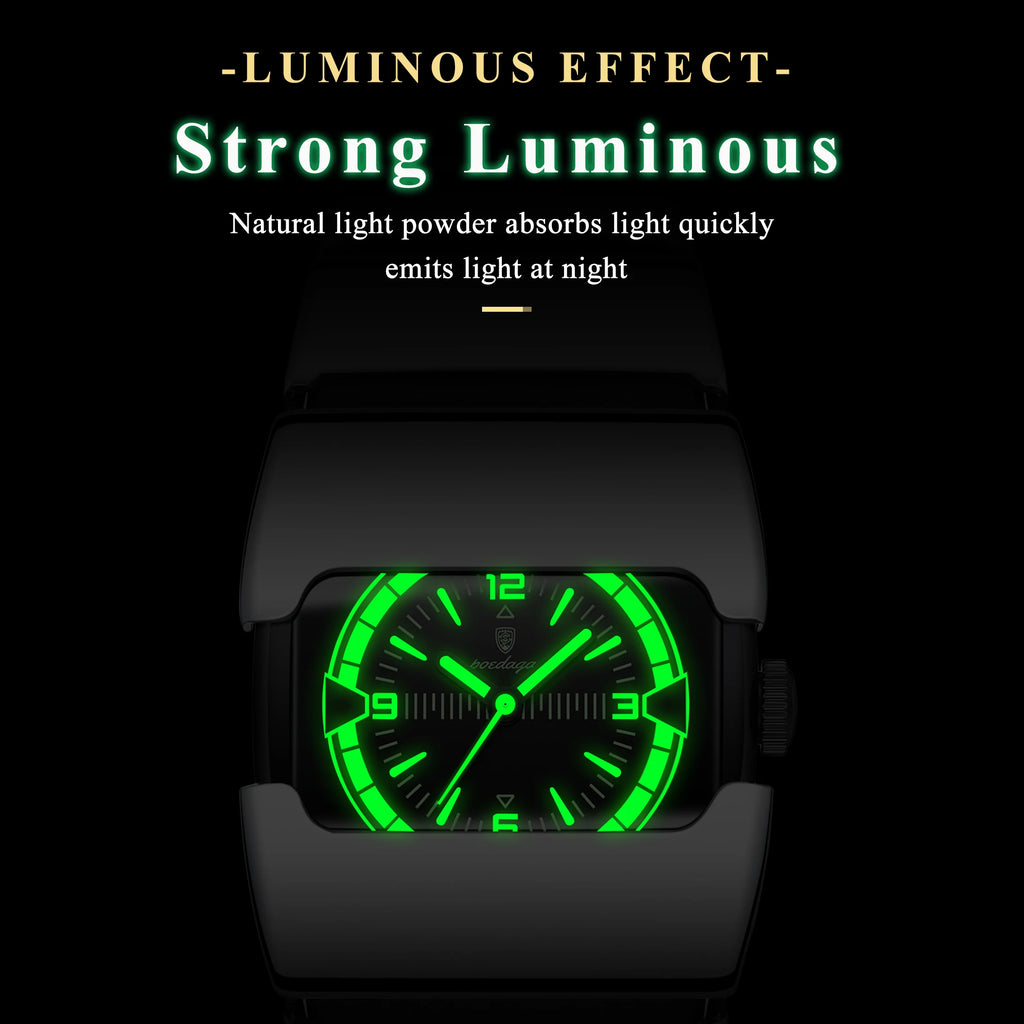 Poedagar 846 Luxury Men Square Quartz Watch Stainless Steel Strap Hardlex Glass 3ATM Waterproof Luminous Wrist Watch Wholesale