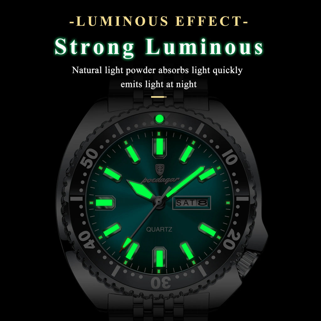 Poedagar Hot Sale Luxury Business Montres Stainless Steel Quartz Watches Waterproof Luminous Watch for Men