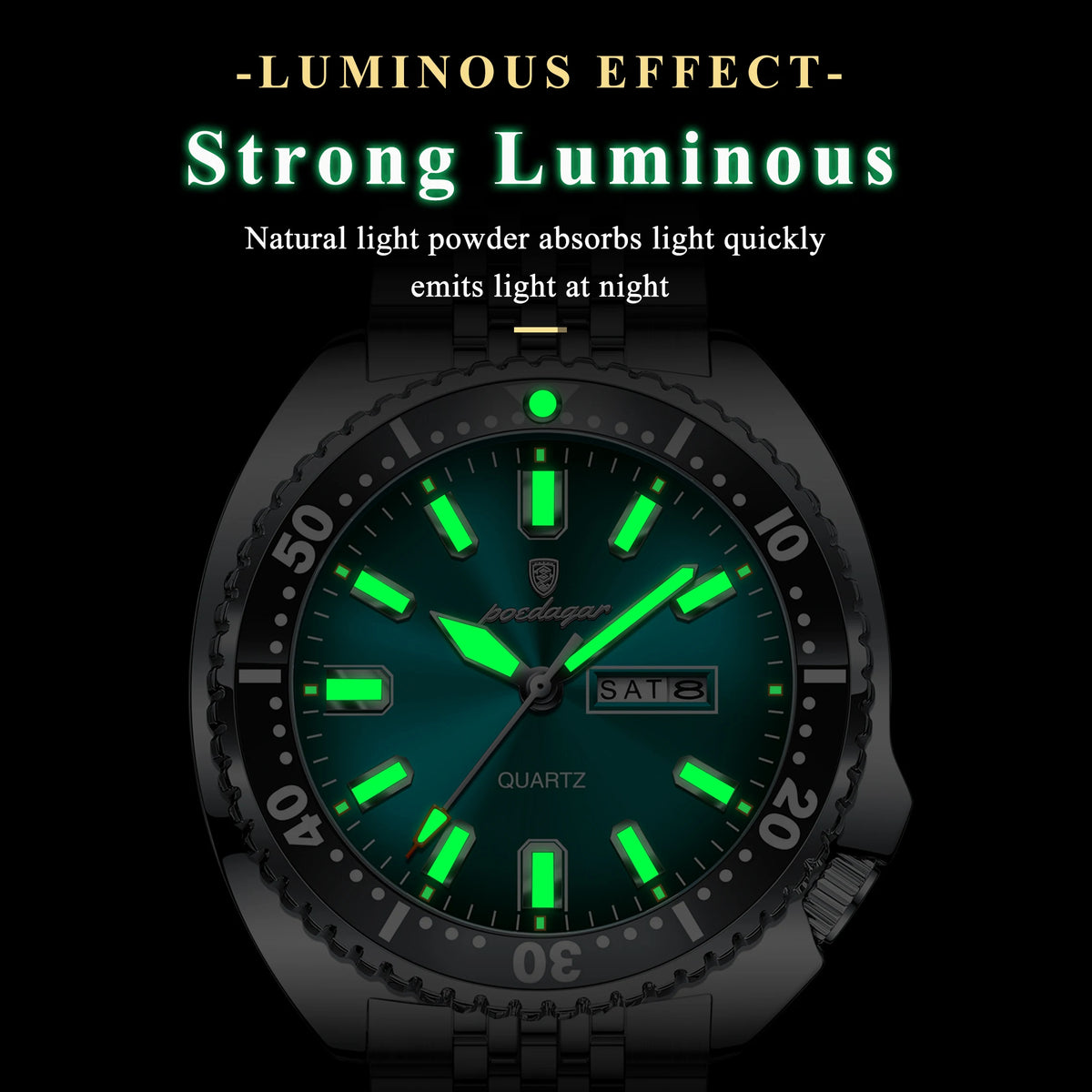 Poedagar Hot Sale Luxury Business Montres Stainless Steel Quartz Watches Waterproof Luminous Watch for Men