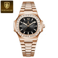 Poedagar Factory Wholesale Rose Gold Relojes Hombre Stainless Steel Men Quartz Watch Luminous Waterproof Watch for Men