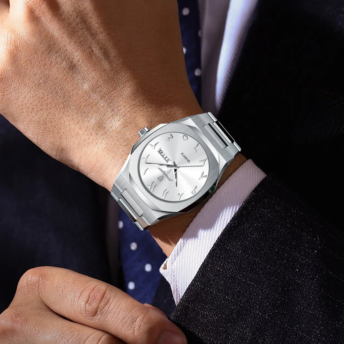 Men's Watch Luxury Poedagar 830 Eastern Arabic Dial Quartz Watches Relogio Stainless Steel Waterproof Watches for Men
