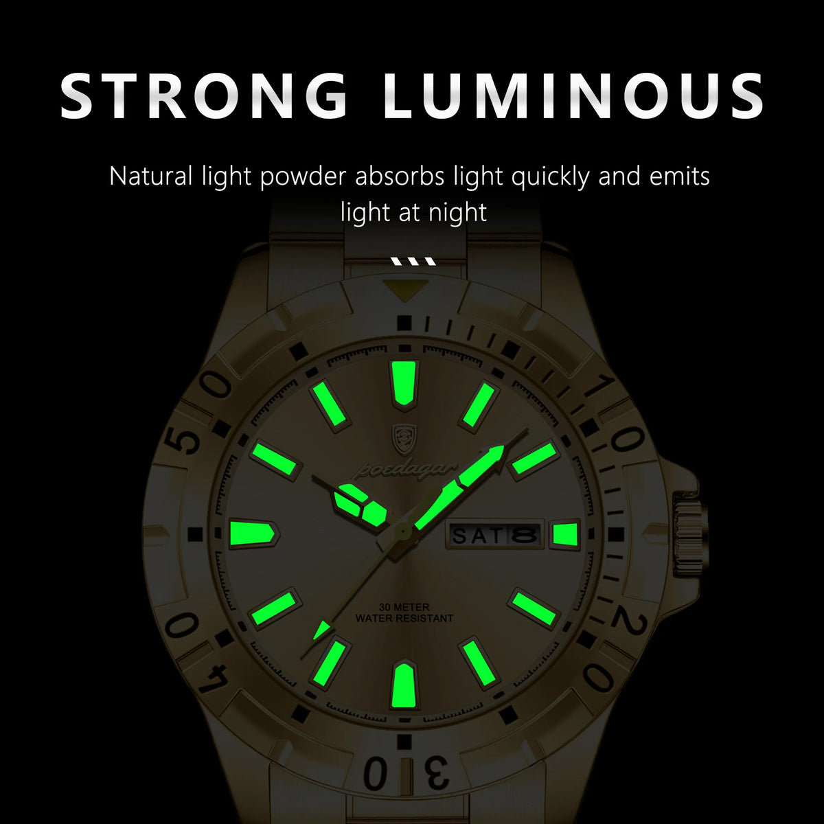 Poedagar 959 Men's Watch Luxury Business Quartz Wristwatch Stainless Steel Montre Homme Waterproof Luminous Date Watch for Men