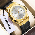 Poedagar 952 Men's Watch Luxury Sports Reloj Silicone Strap Quartz Wristwatches Date Week Waterproof Luminous Watch for Men