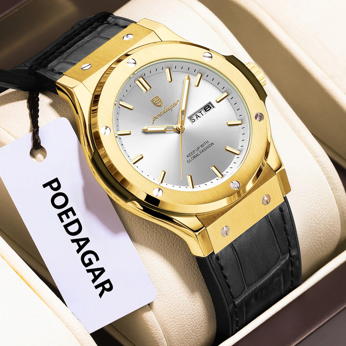 Poedagar 952 Men's Watch Luxury Sports Reloj Silicone Strap Quartz Wristwatches Date Week Waterproof Luminous Watch for Men