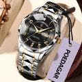 Poedagar 858 Luxury Mens Watch Waterproof Luminous Montre Date Week Moissanite Quartz Watches Stainless Steel Watches for Men