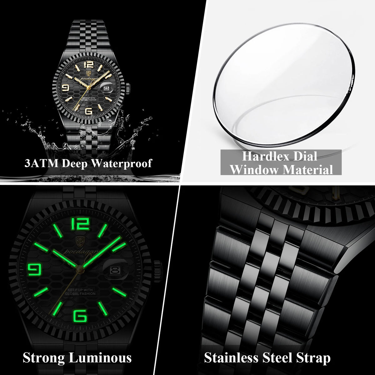 Poedagar 839 Business Men Watch Classic Design Fluted Bezel Daily Wear Quartz Wristwatch Waterproof Factory Direct Sale Montre