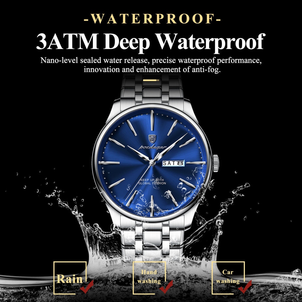 Poedagar 843 Luxury Men Watch Waterproof Calendar Sunray Dial Quartz Wristwatch Business Casual Factory Direct Ready to Ship