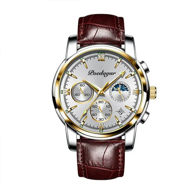 Poedaga Top High Quality Sport Watch for Men WaterproofStainless Steel Fashion Men Wrist Luminous Date Quartz Watches