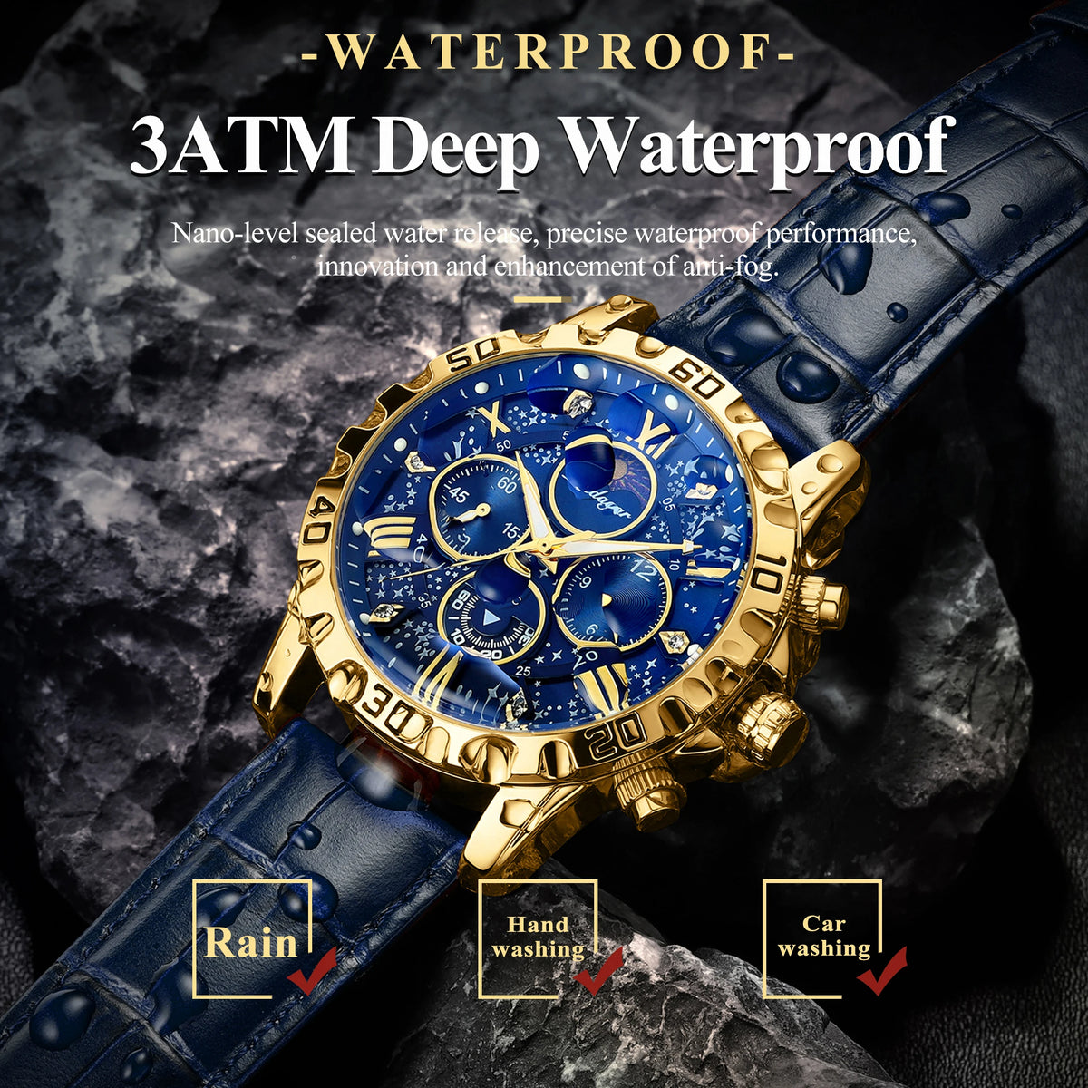 Poedagar 973 Luxury Mens Watch Leather Strap Waterproof Luminous Business Quartz Watches Chronograph Watch for Men Montre Homme