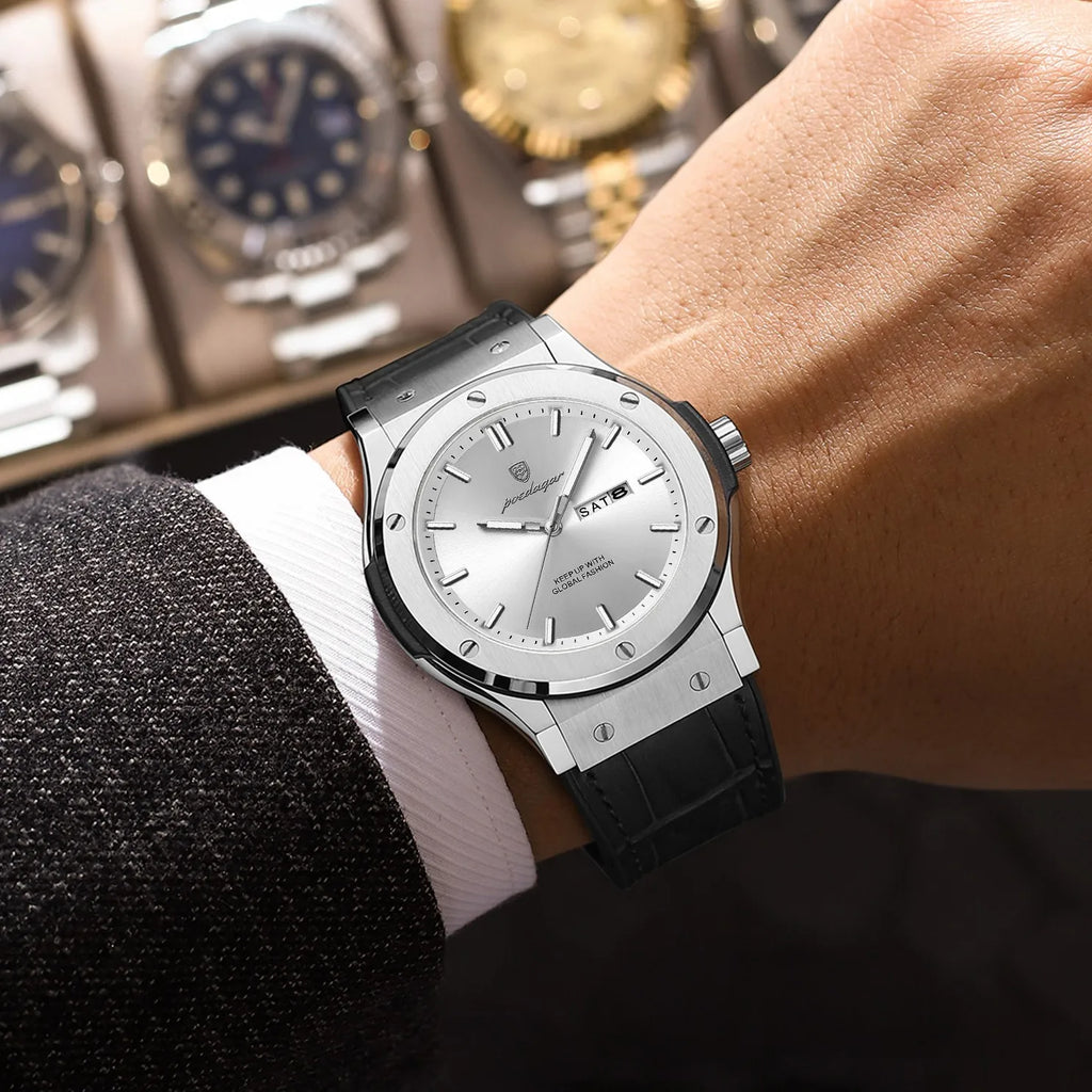 Poedagar 952 Men's Watch Casual Date Waterproof Luminous Quartz Watches Reloj Montre Hommeb Sports Silicone Strap Watch for Men