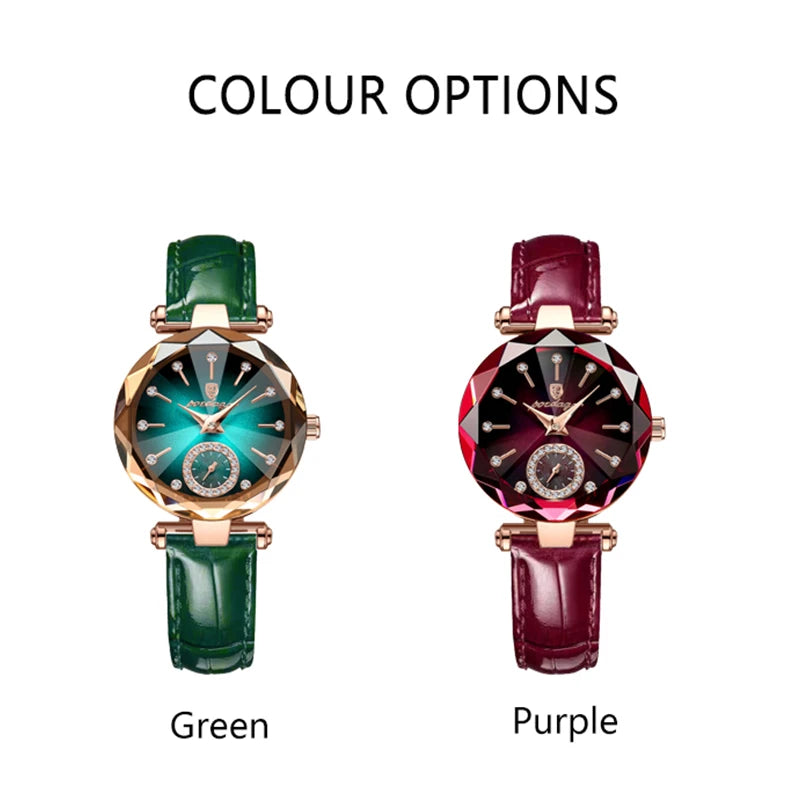 Poedagar Watch Women Diamond Luxury Watches Vintage Leather Quartz Ladies Wristwatch Waterproof Watch for Womens Wrist