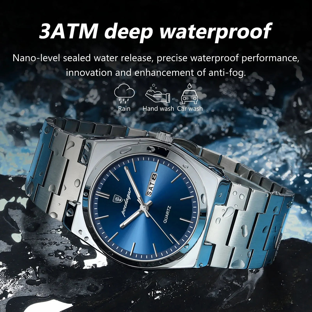 Poedagar Business Casual Men Watch Waterproof Luminous Date Quartz Watches Wrist Luxury Stainless Steel Watch for Men