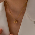 18k Gold Plated Bow Pendant Necklace – Elegant & Waterproof Jewelry