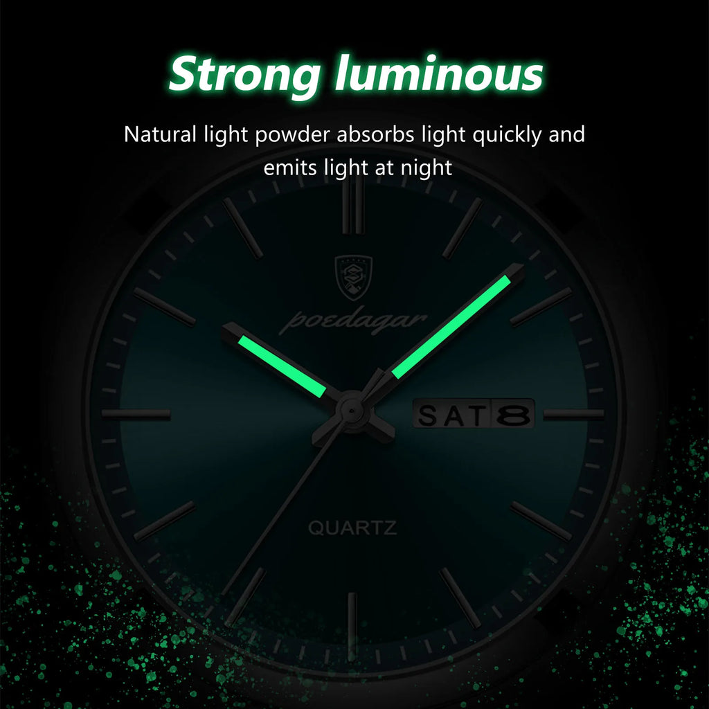Poedagar Hot Sale 930 Luxury Quartz Watch Stainless Steel Men's Watches Waterproof Luminous Watch for Men