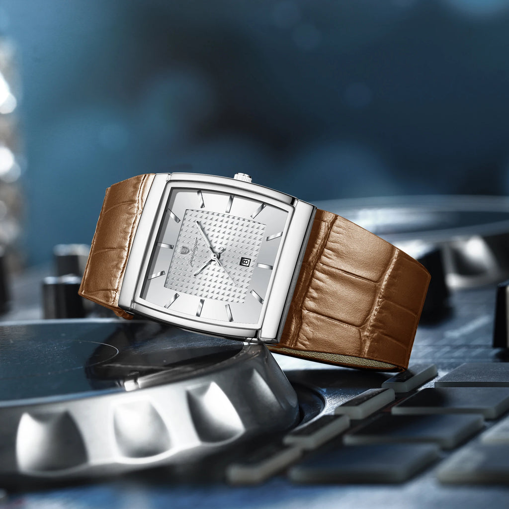 Poedagar 885 Luxury Mens Watch Elegant Leather Strap Square Business Quartz Wristwatch Waterproof Factory Direct Ready to Ship