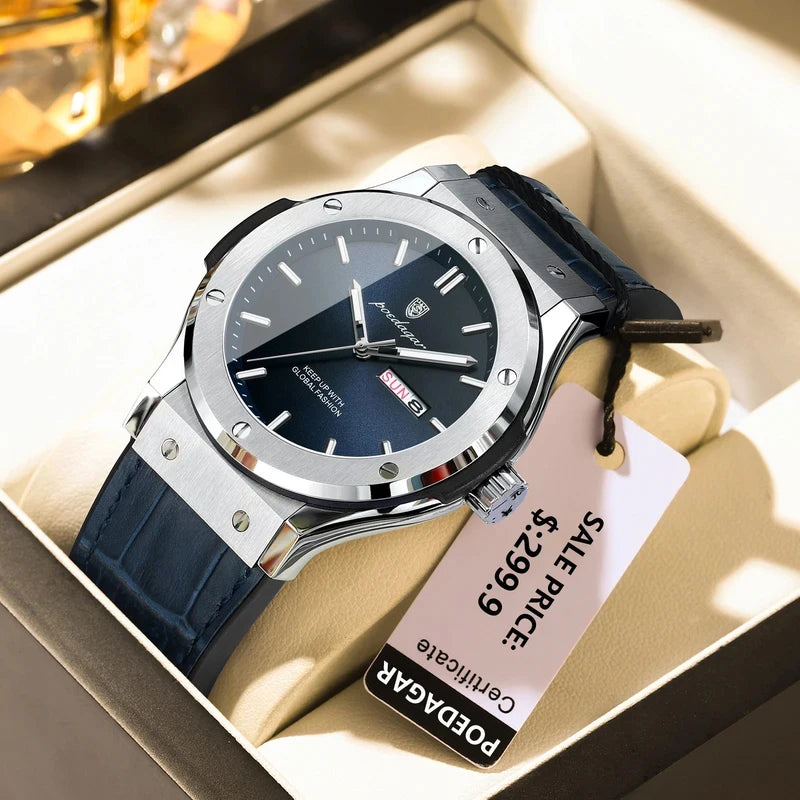 Poedagar Luxury Quartz Men's Watch Date Week Waterproof Luminous Quartz Watches Sports Silicone Strap Watch for Men