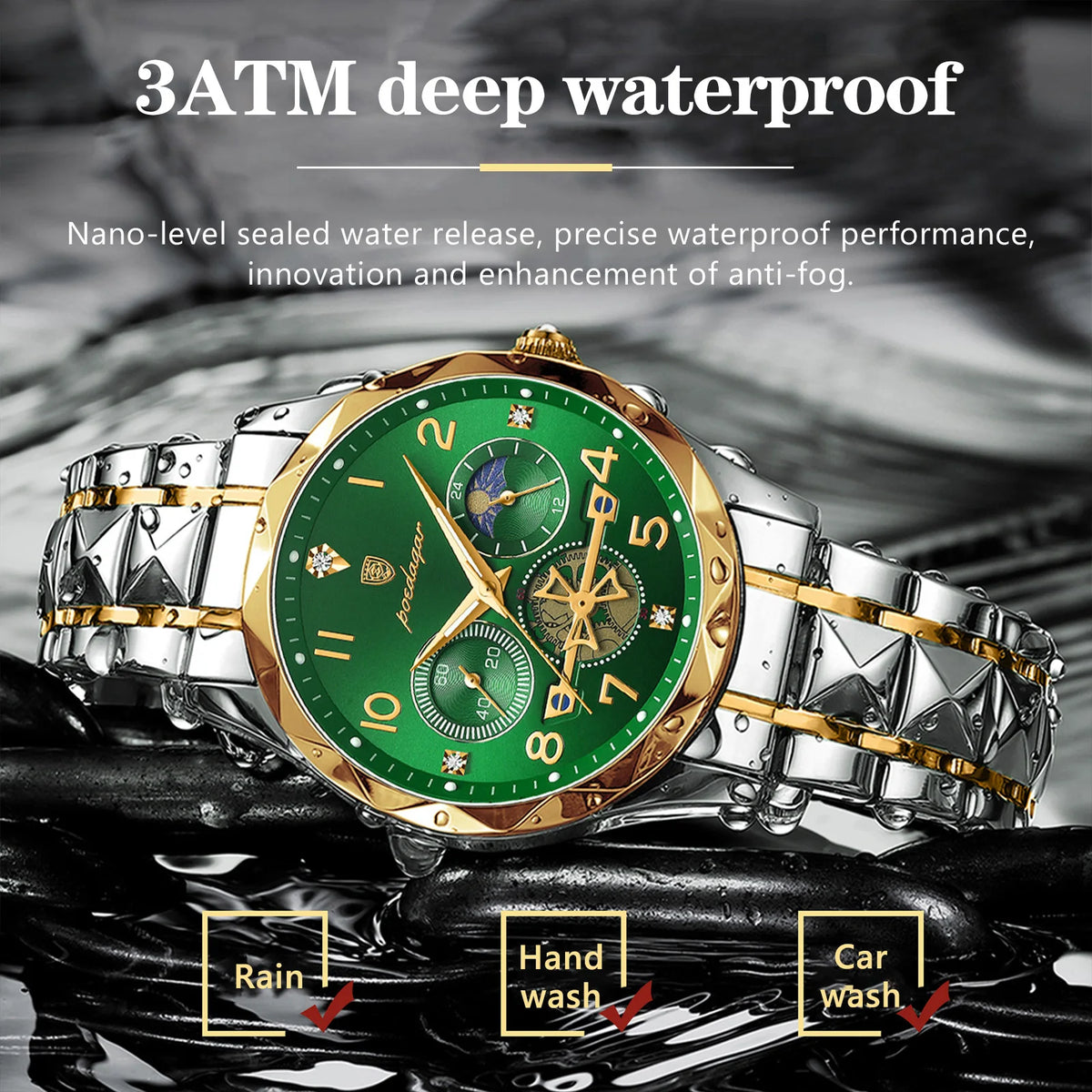 Poedagar 972 Luxury Men's Quartz Watches High Quality Montre Homme Stainless Steel Waterproof Wristwatch Luminous Watch for Men