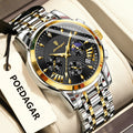 Poedagar 813 Watch for Men Luxury High Quality Waterproof Luminous Men's Watch Chronograph Stainless Steel Quartz Watches Reloj
