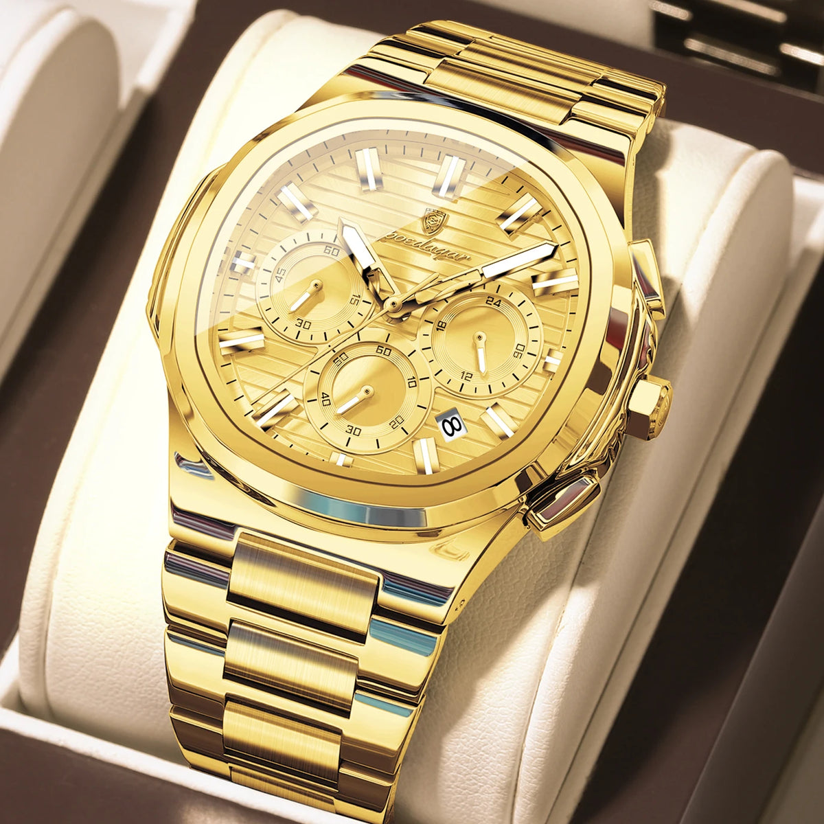 Poedagar 834 Stainless Steel Waterproof Luminous Men Quartz Watch Business Chronograph Watch for Men