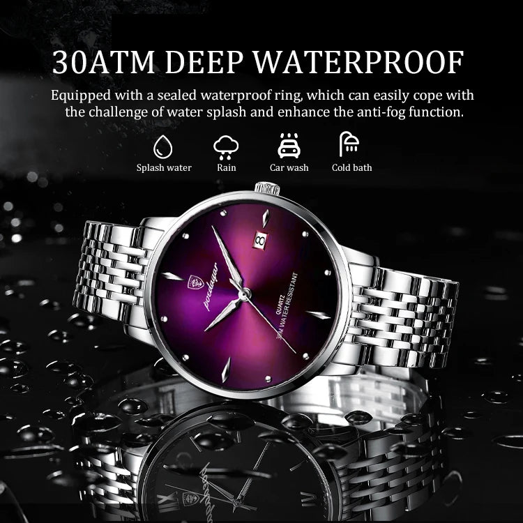 Poedagar 868 Luxury Stainless Steel Watch Bands Luminous High Quality Waterproof Quartz Watches for Men