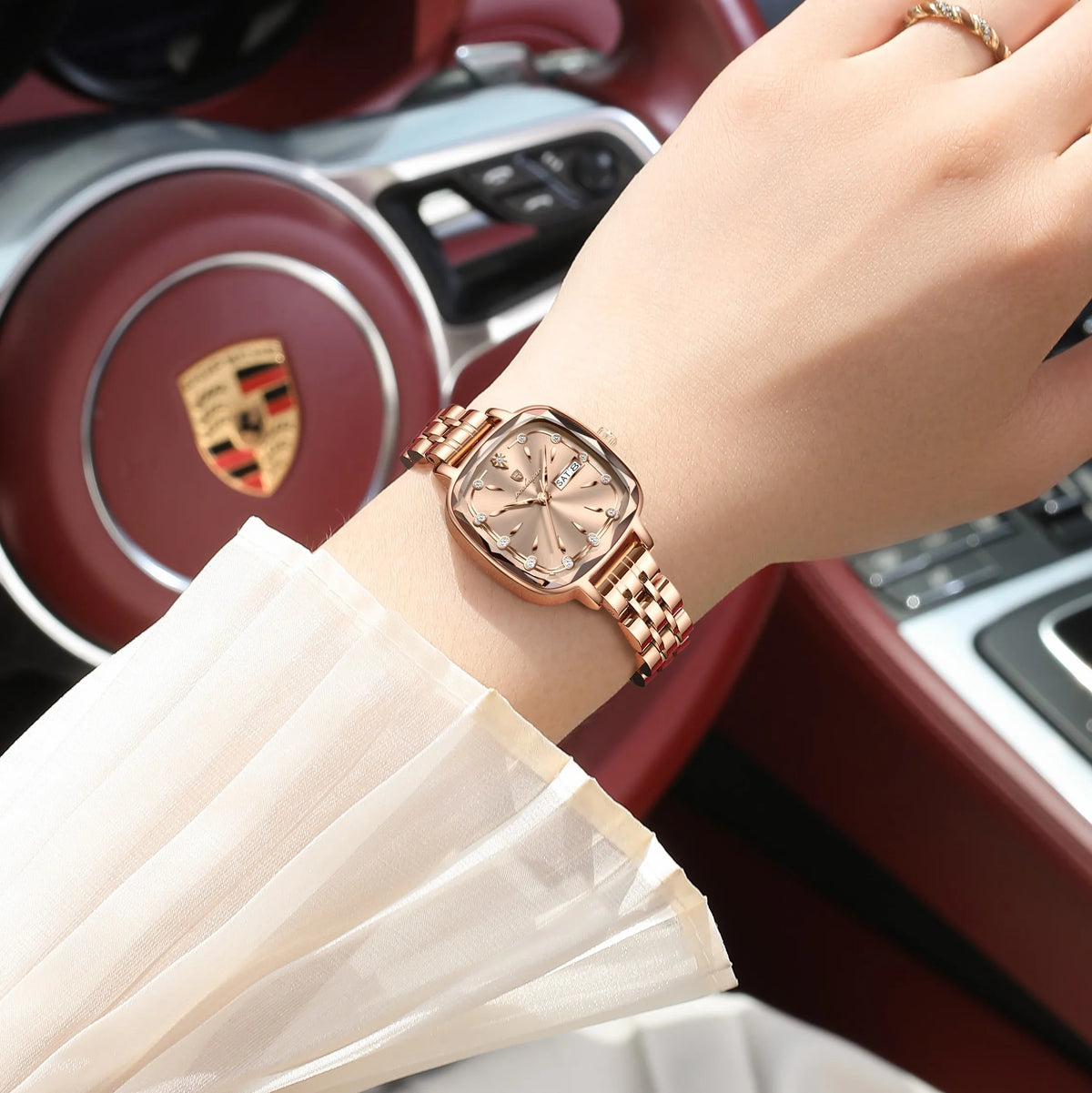 Poedagar 509 Luxury Diamond Women Watches Fashion Stainless Steel Quartz Watches Waterproof Gift for Girls Daily Wear