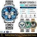Poedagar 815 Luxury Men Watches Business Sport Tachymeter Chronograph Luminous Stainless Steel Quartz Wristwatch in Stock Reloj